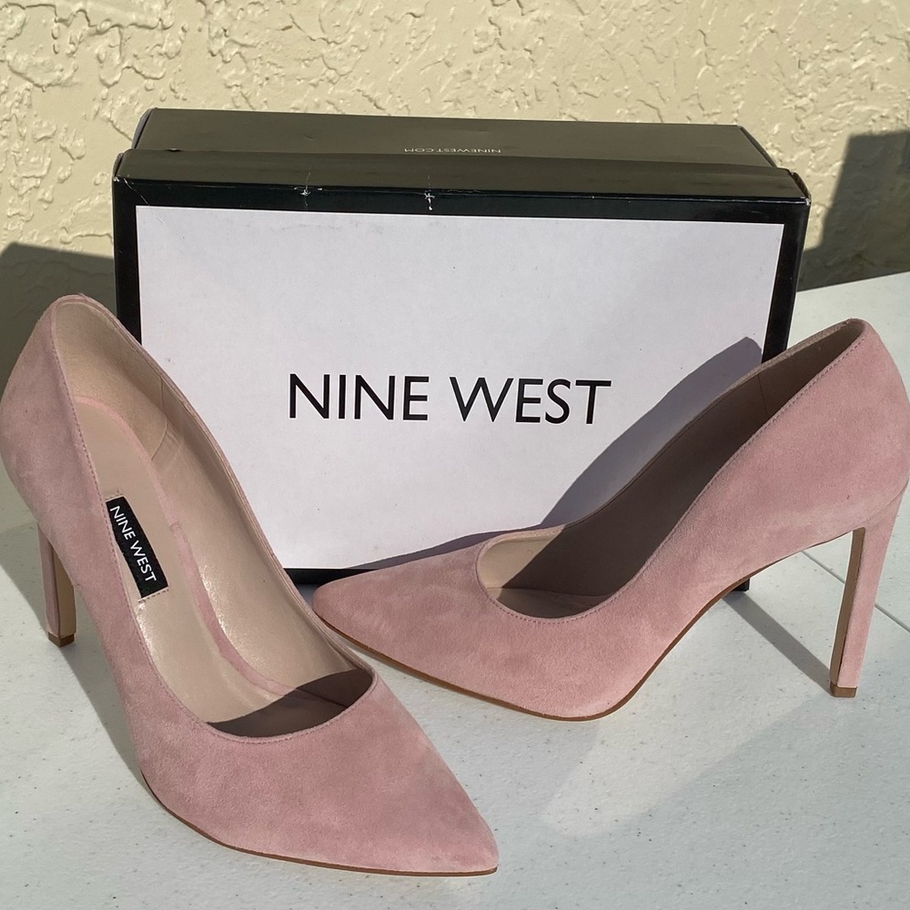 Light pink suede heels